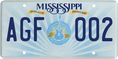 MS license plate AGF002