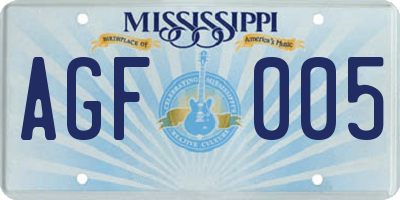 MS license plate AGF005