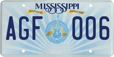 MS license plate AGF006