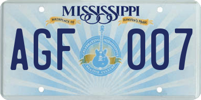 MS license plate AGF007