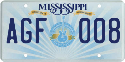 MS license plate AGF008