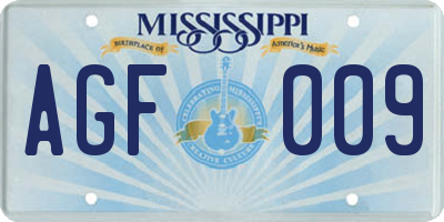 MS license plate AGF009