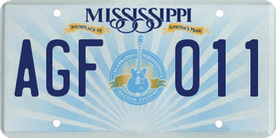 MS license plate AGF011