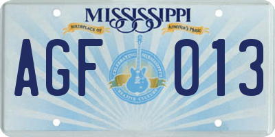 MS license plate AGF013
