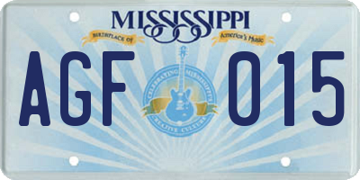 MS license plate AGF015