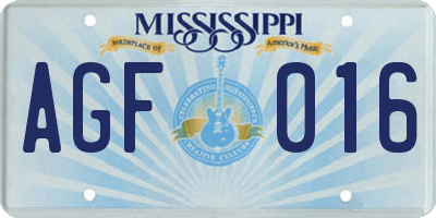 MS license plate AGF016