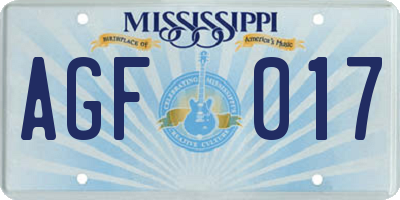 MS license plate AGF017