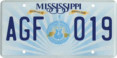 MS license plate AGF019