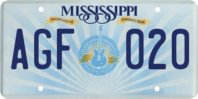 MS license plate AGF020