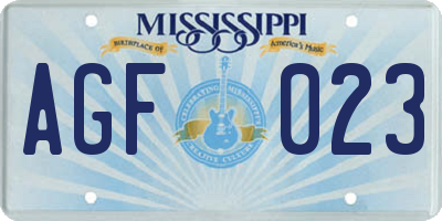 MS license plate AGF023