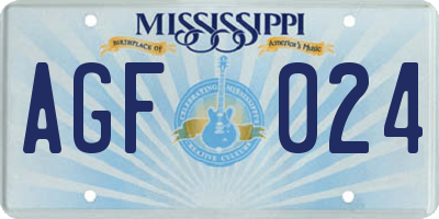 MS license plate AGF024