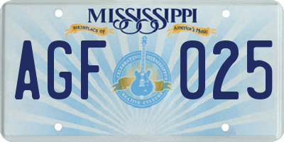 MS license plate AGF025