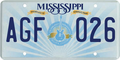 MS license plate AGF026