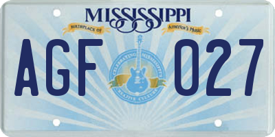 MS license plate AGF027