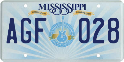 MS license plate AGF028