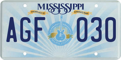 MS license plate AGF030