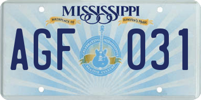 MS license plate AGF031
