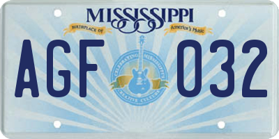 MS license plate AGF032