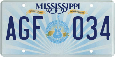 MS license plate AGF034