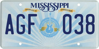 MS license plate AGF038