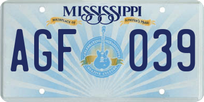 MS license plate AGF039