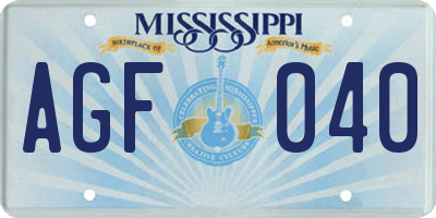 MS license plate AGF040