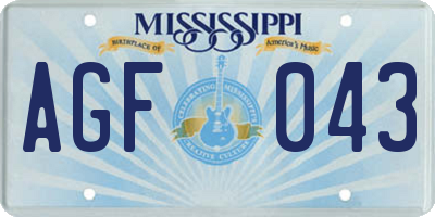 MS license plate AGF043