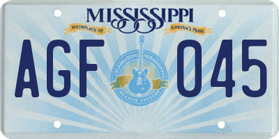 MS license plate AGF045