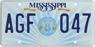 MS license plate AGF047