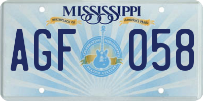 MS license plate AGF058