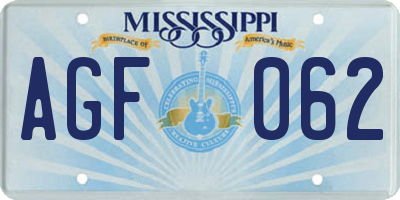 MS license plate AGF062