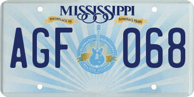 MS license plate AGF068