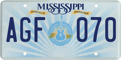 MS license plate AGF070