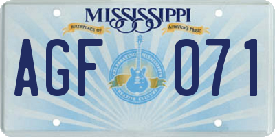 MS license plate AGF071