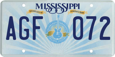 MS license plate AGF072
