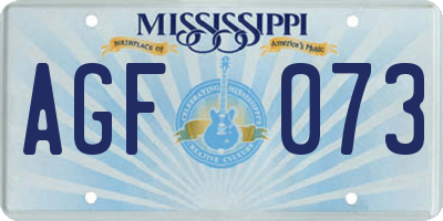MS license plate AGF073