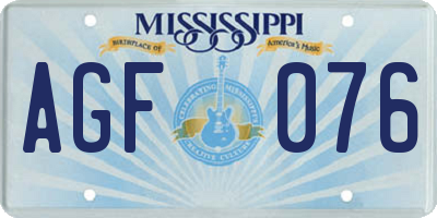 MS license plate AGF076