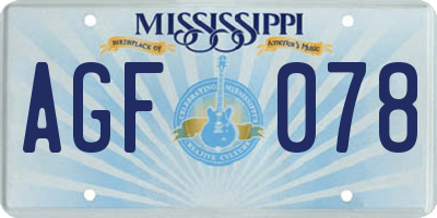 MS license plate AGF078