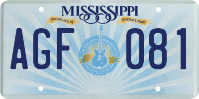 MS license plate AGF081