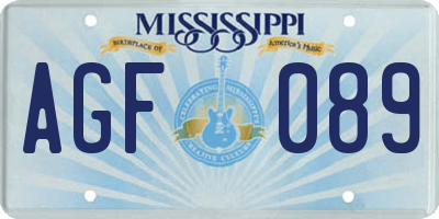 MS license plate AGF089