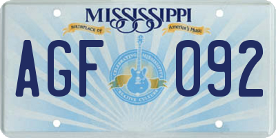 MS license plate AGF092