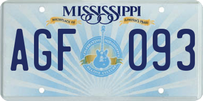 MS license plate AGF093
