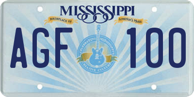 MS license plate AGF100