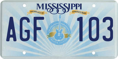 MS license plate AGF103