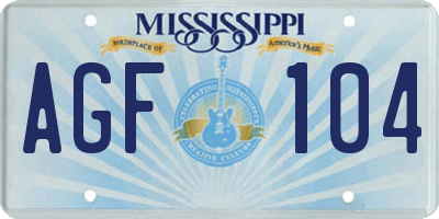 MS license plate AGF104