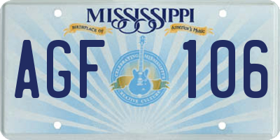 MS license plate AGF106
