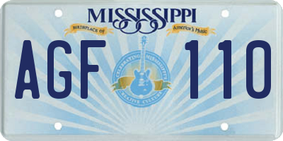 MS license plate AGF110