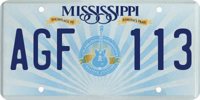MS license plate AGF113