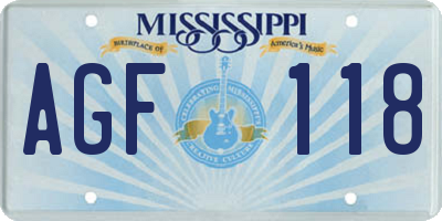 MS license plate AGF118
