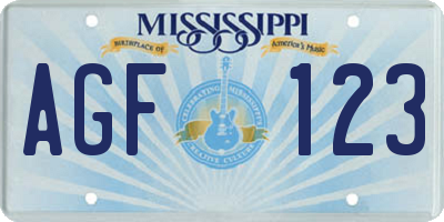 MS license plate AGF123